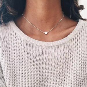 Silver Heart Choker Necklace